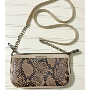 Brighton Women's Crossbody Clutch Faux Snakeskin Removable Strap With Chain